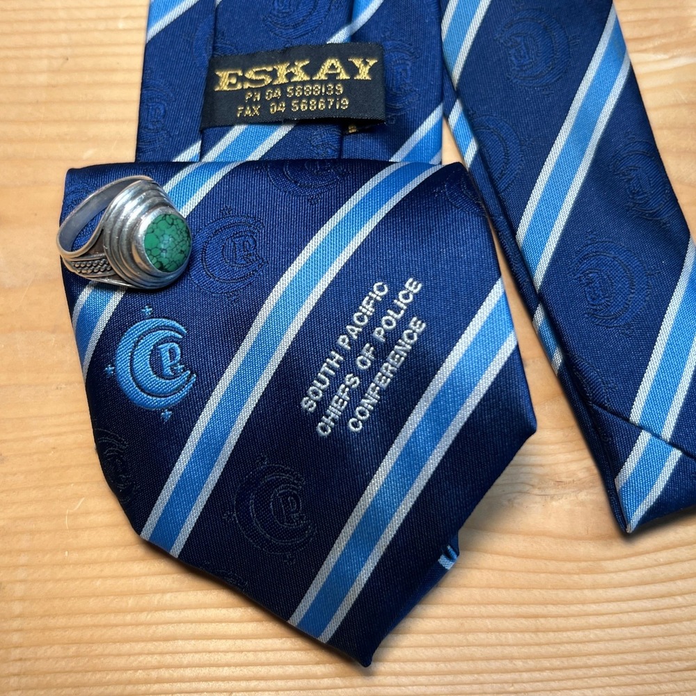 Police Chief South‎ Pacific Tie Eskay Necktie Blue Striped Conference 3 3/4x57"